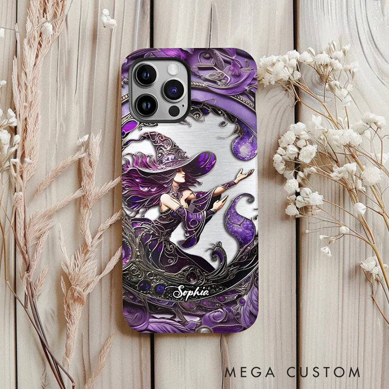 Personalized 2D Flat Beautiful Witch Phone Case Magic Lover iPhone Case Witchcore Gift
