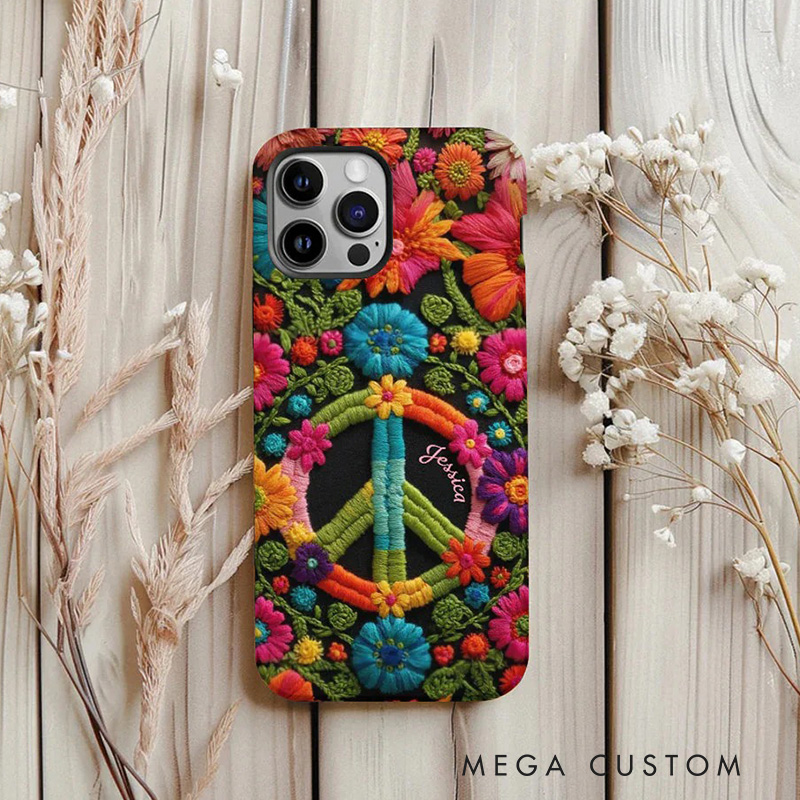 Personalized 2D Flat Flora Hippie Soul Phone Case Music Lover iPhone Case Music Gift