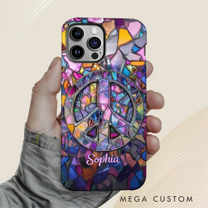 Personalized 2D Flat Stained Glass Style Hippie Soul Phone Case Music Lover iPhone Case Music Gift