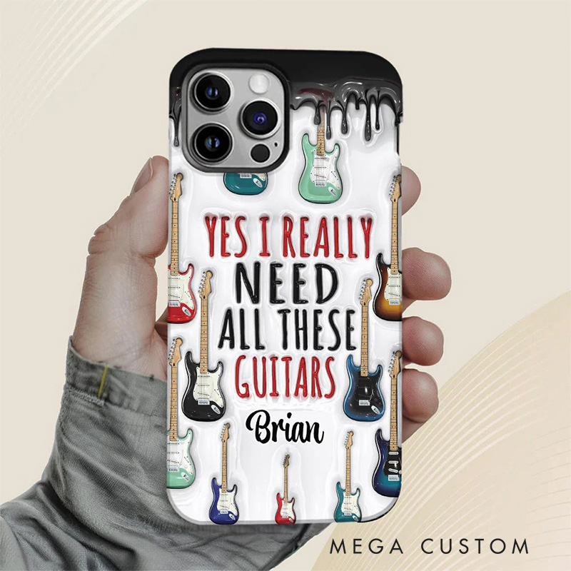Personalized 2D Flat Yes I Really Do Need All These Guitars Phone Case Music Lover iPhone Case Music Gift