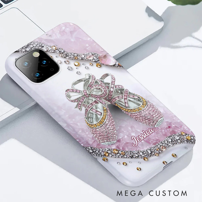 Personalized 2D Flat Cute Ballet Shoes Phone Case Dance Lover iPhone Case Ballet Gift