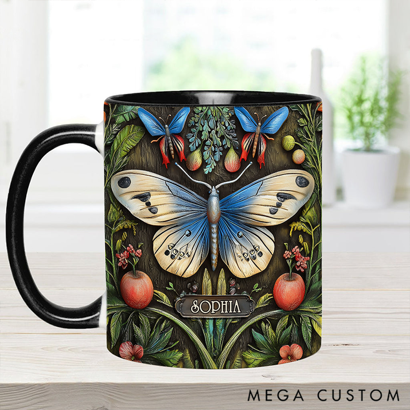 Personalized Beautiful Garden Mug Adorned with 3D Tool Embellishments Custom Name Engraved Mug for Avid Garden Lovers