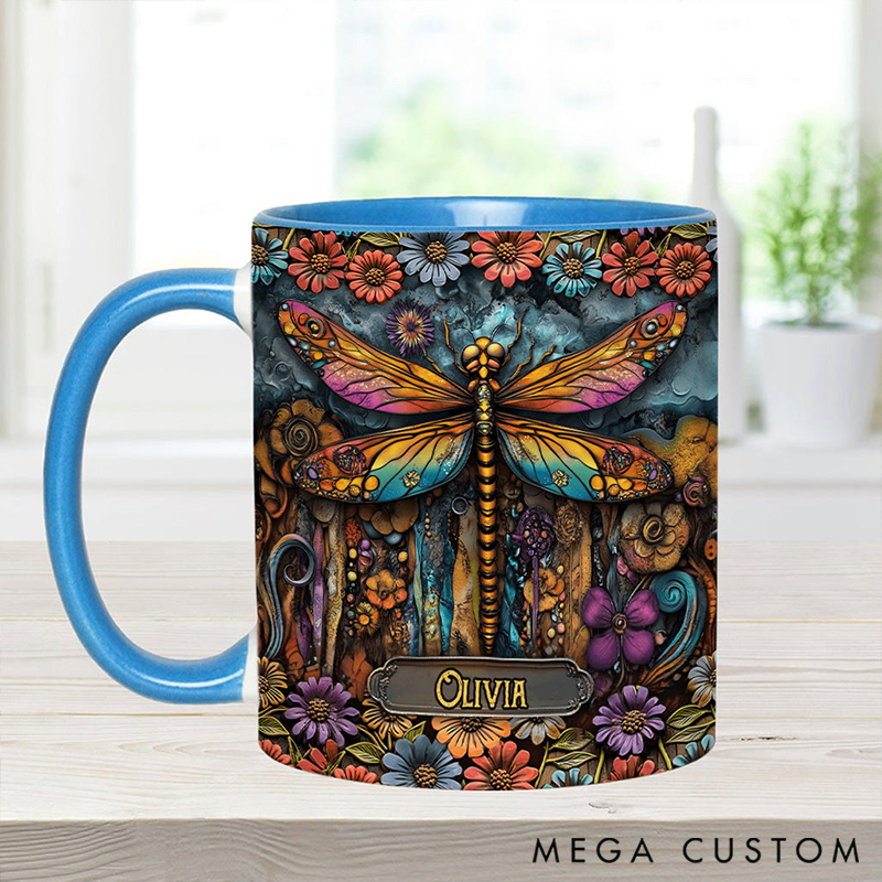 Personalized Green Lady Mug Adorned with 3D Tool Embellishments Custom Name Engraved Mug for Avid Garden Lovers