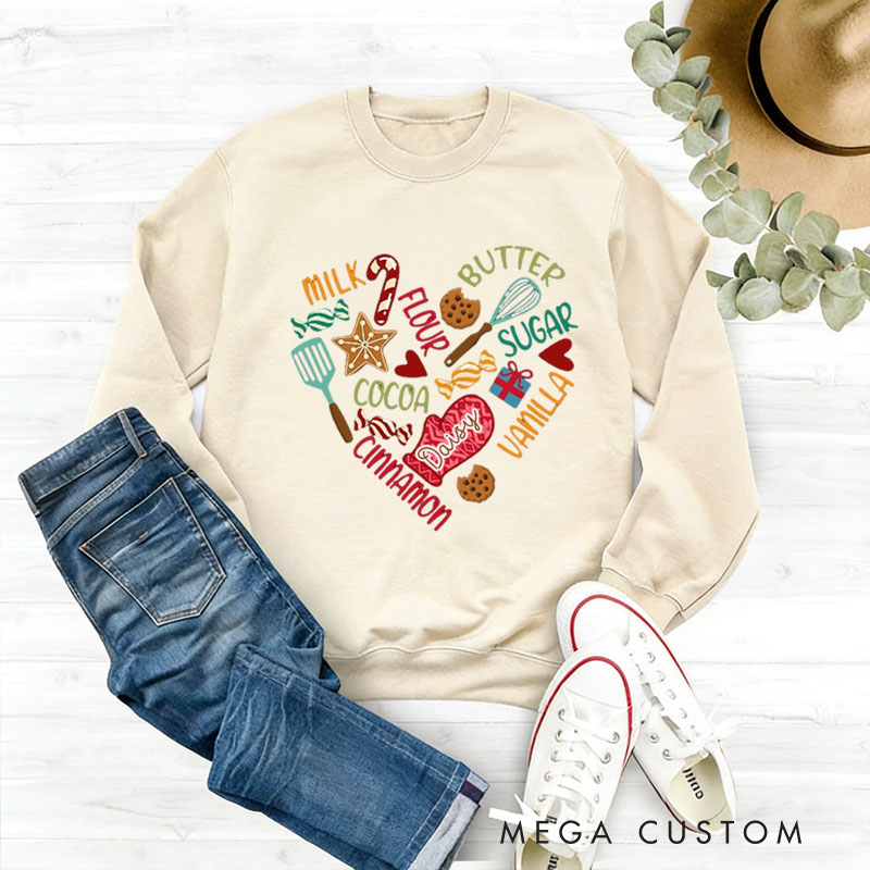 Personalized Baking Love Sweatshirt Gift For Bakers Cooker Sweatshirt Chef Mother Shirt for Baking Lovers