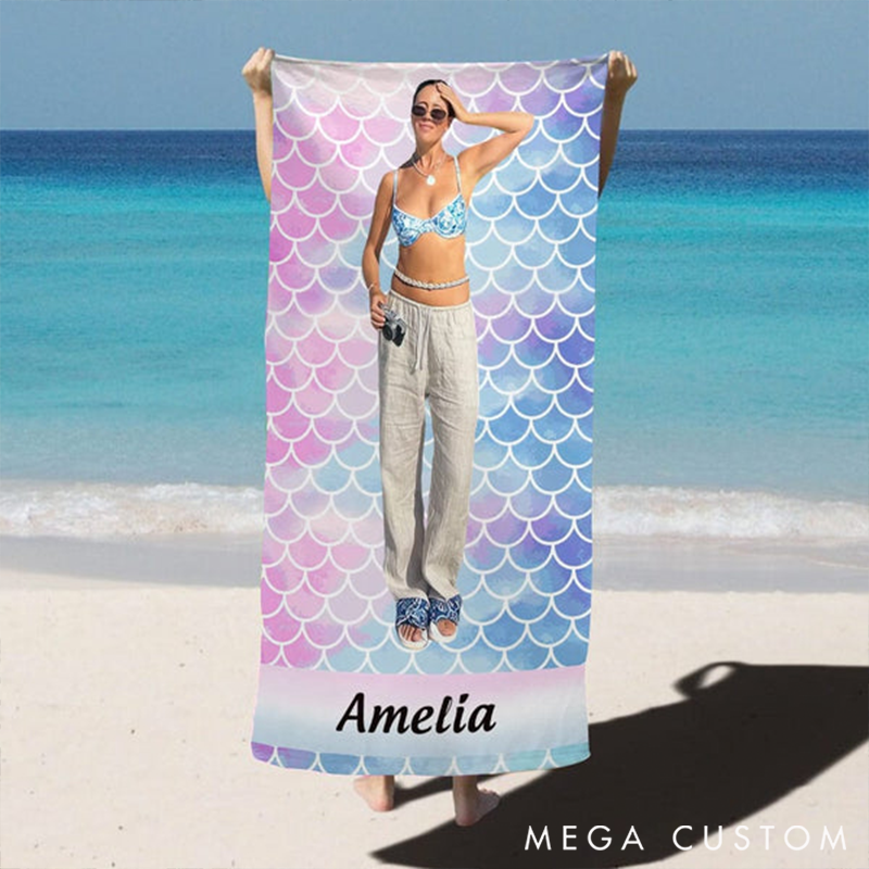 Personalized Custom Photo Traveling Beach Poolside Swimming Beach Towel Photo Soft Quick Dry Oversized Beach Towel Travel Essential Beach Party Gift for Friends