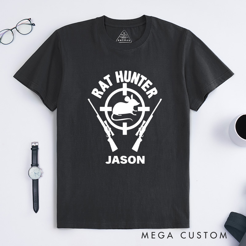 Personalized Rat Hunter Rodent Mouse Hunting Gift T-Shirt  Husband Gift for Outdoor Hunting Lover