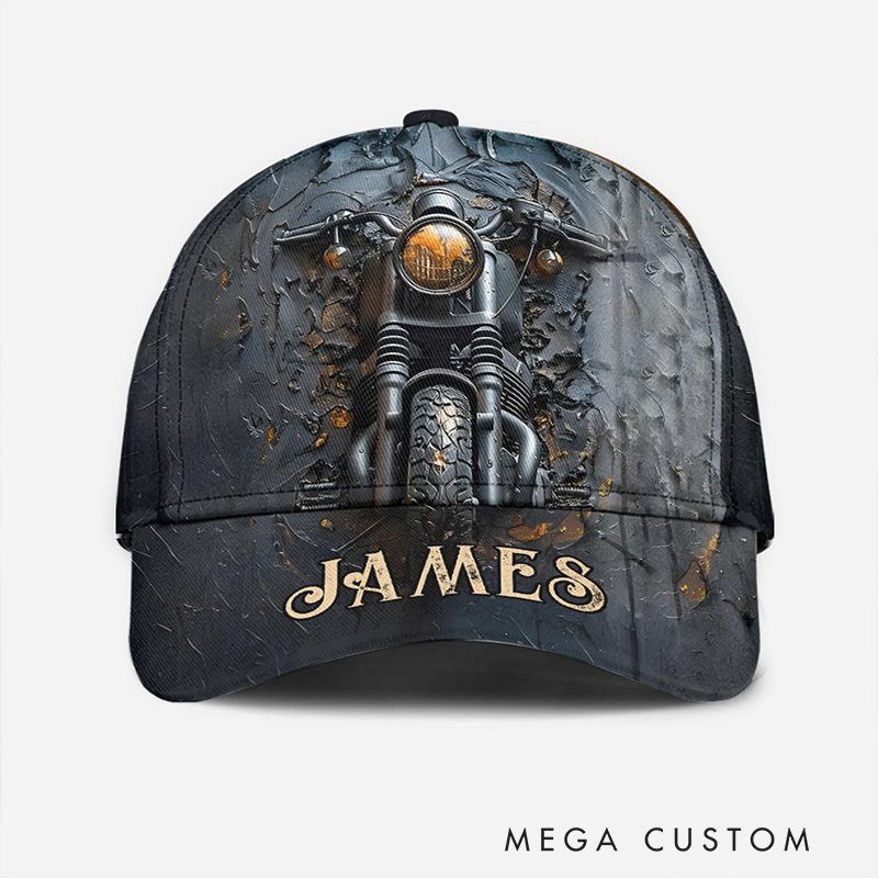Personalized Biker Gifts Custom Name 3D Print Motorcycle Classic Cap Never Underestimate An Old Man With A Bike Hat for Riders
