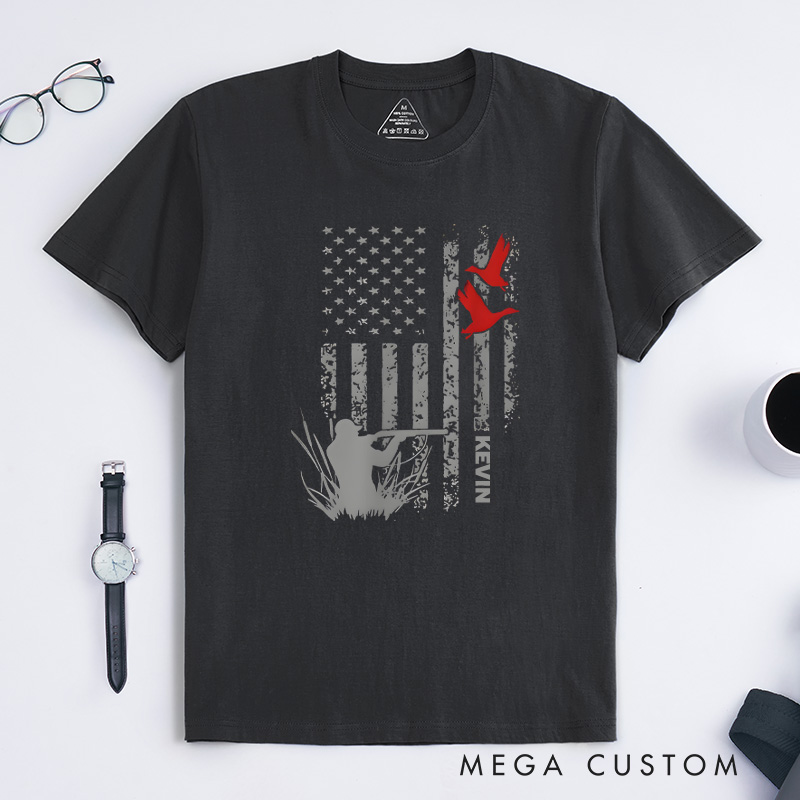 Personalized Patriotic Hunting T-Shirt Duck Hunting T-Shirt Gift for Outdoor Hunting Lover