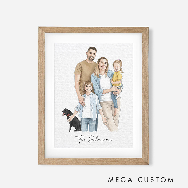 Personalized Hand-Drawn Painting from Photo Custom Watercolor Family Portrait from Photo Mother Father gift Gift from Daugther