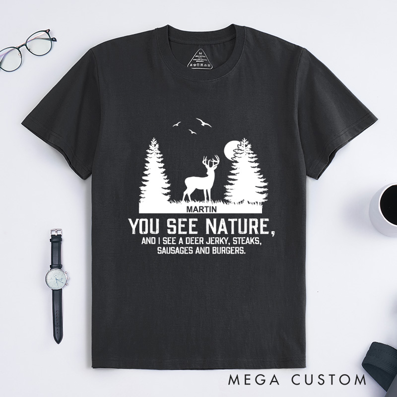 Personalized Nature Hunter T-Shirt Hunting Shirts for Men Husband Gift for Outdoor Hunting Lover