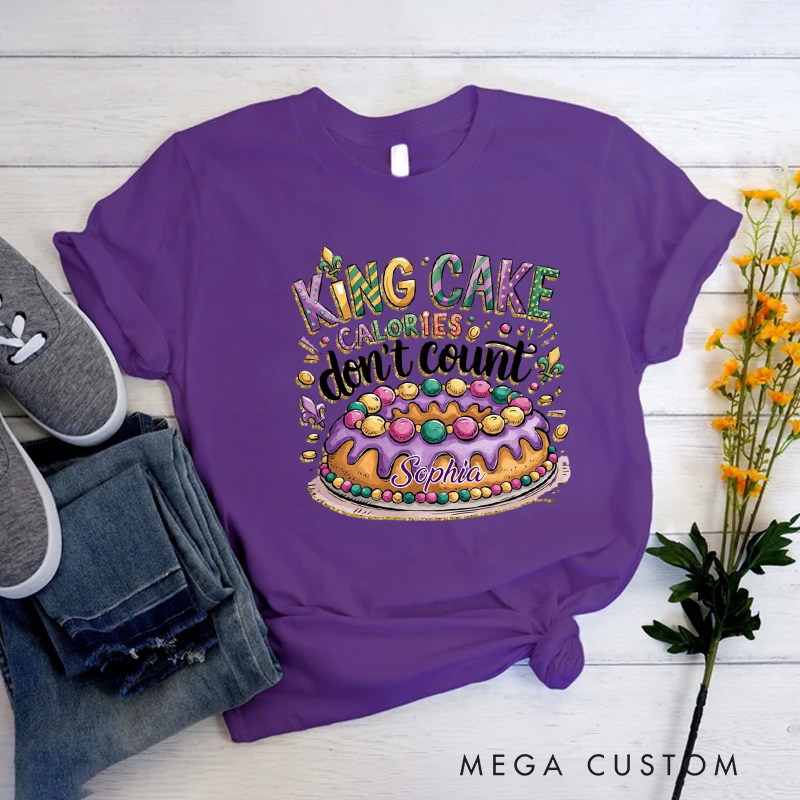 Personalized Don't Count Calories Classic T-shirts Mardi Gras Food Tshirt with Name Louisiana Shirt for King Cake Lover Baker Baking Lover