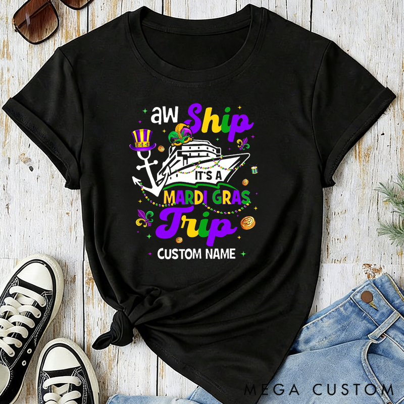Personalized Mardi Gras Cruise Trip With Name Classic T-shirts Mardi Gras Vacation Mardi Gras Trip Apparel Cruise Lover Gift