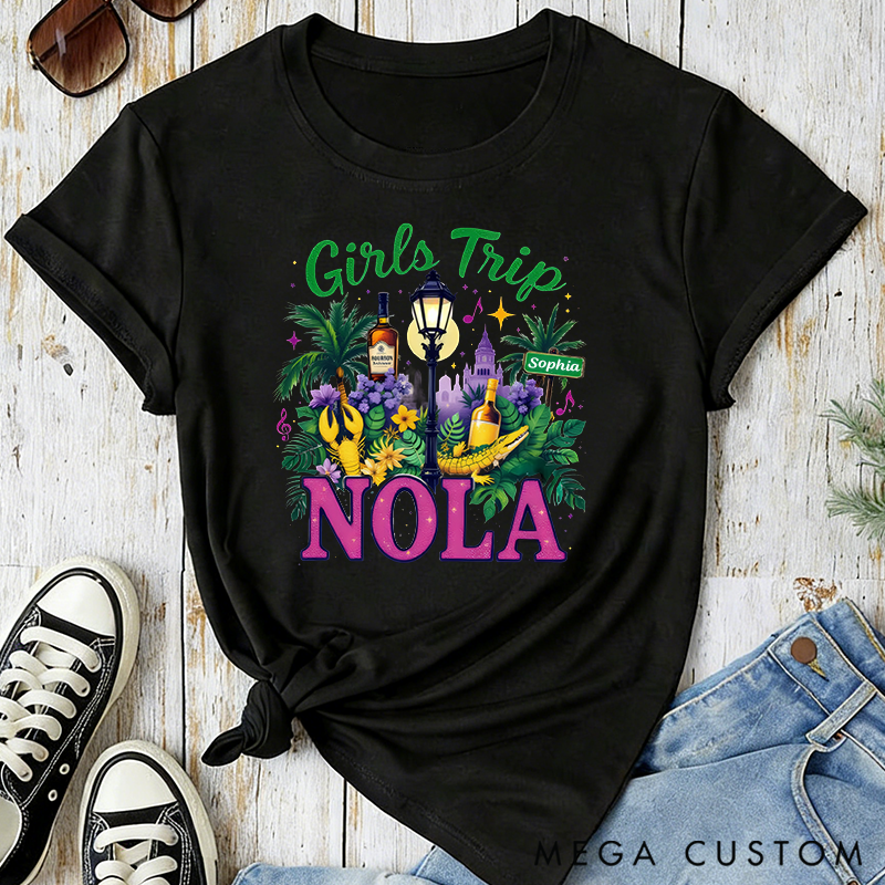 Personalized NOLA Girls Trip Classic T-shirts Girls Trip Shirt New Orleans Girls Weekend Trip Shirt Mardi Gras Trip Apparel Cruise Lover Gift