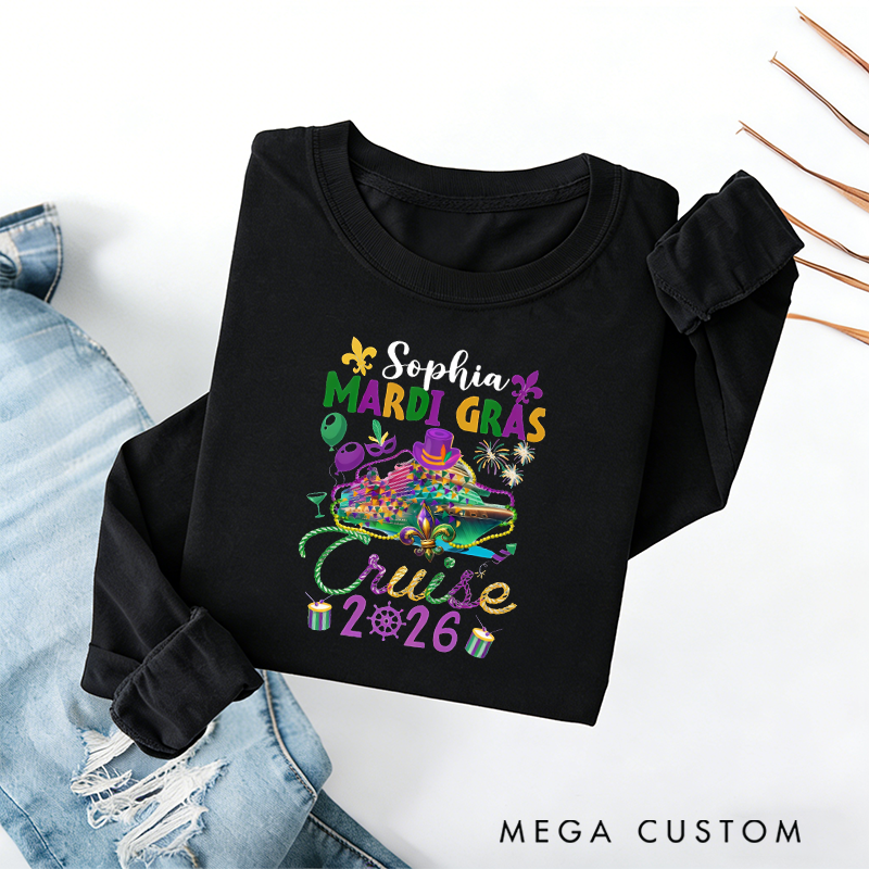 Personalized Mardi Gras Cruise 2026 Classic Sweatshirt for St Patricks Day Saint Patricks Cruise Mardi Gras Trip Apparel Cruise Lover Gift
