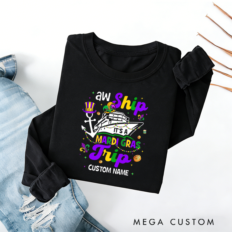 Personalized Mardi Gras Cruise Trip With Name Classic Sweatshirt Mardi Gras Vacation Mardi Gras Trip Apparel Cruise Lover Gift