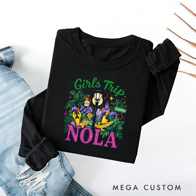 Personalized NOLA Girls Trip Classic Sweatshirt Girls Trip Shirt New Orleans Girls Weekend Trip Shirt Mardi Gras Trip Apparel Cruise Lover Gift