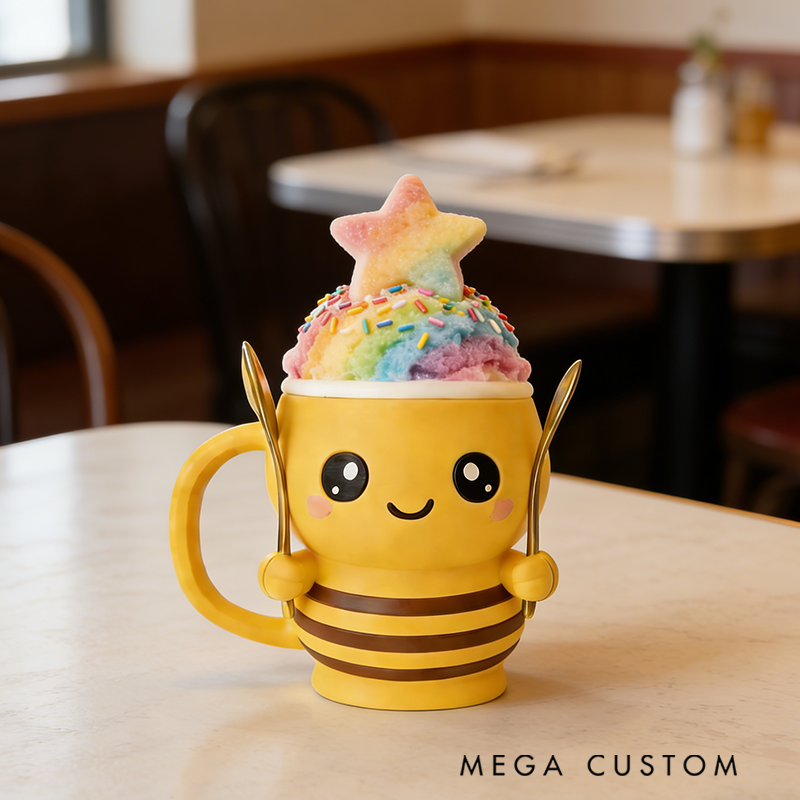 Personalized Cute Bee Ice Cream Pint Holder with Spoon Slots Eco-Friendly 3D Print for Gardening Lovers