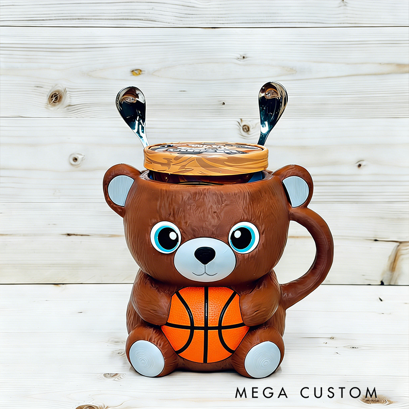 Personalized 3D-Printed Sport Bear Ice Cream Cozies with Spoon Ears Design