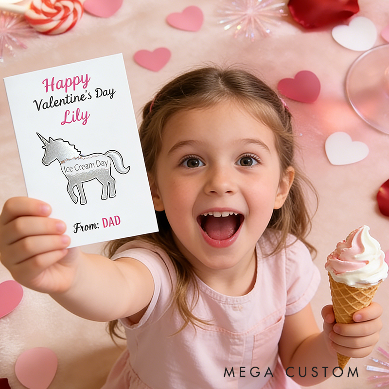 Personalized Unicorn Scratch-Off Card Custom Name & Message Adorable Valentine’s Day Surprise for Kids