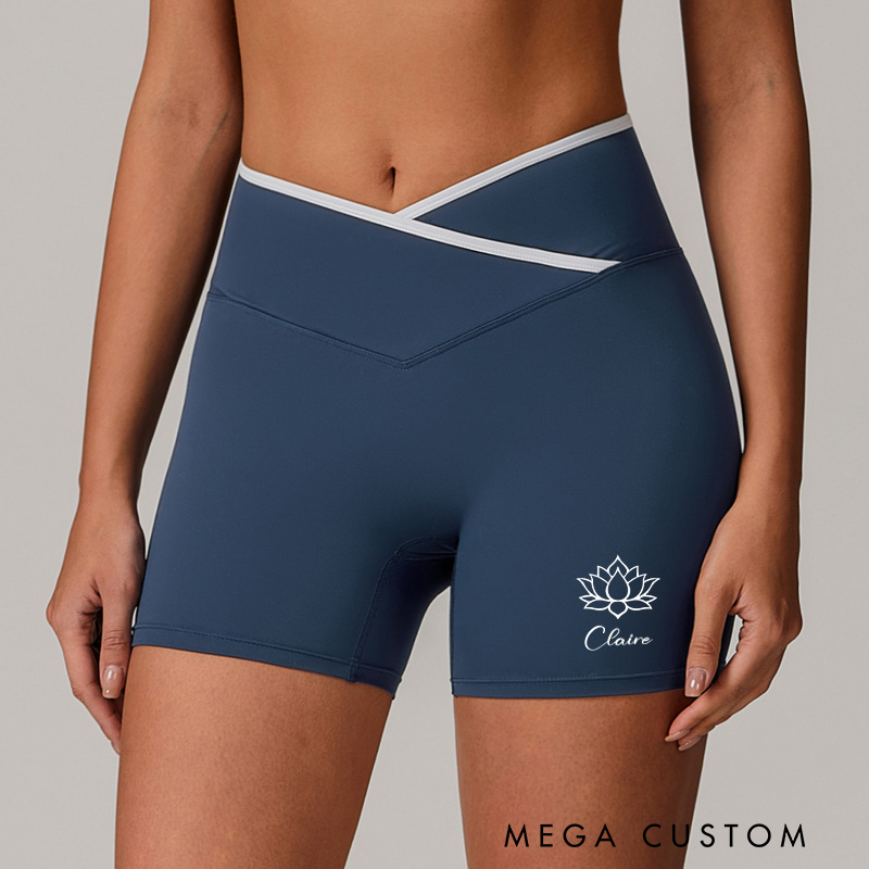 Personalized Lotus Yoga Shorts Custom Gym Fitness Hot Pants High Waist Quick Dry Gym Fitness Shorts for Yoga Lover