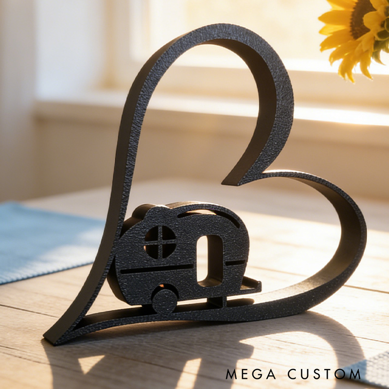 Personalized 3D Printed Camper Heart Camping Decor Sign Gifts for Campers Rv Gift Ideas