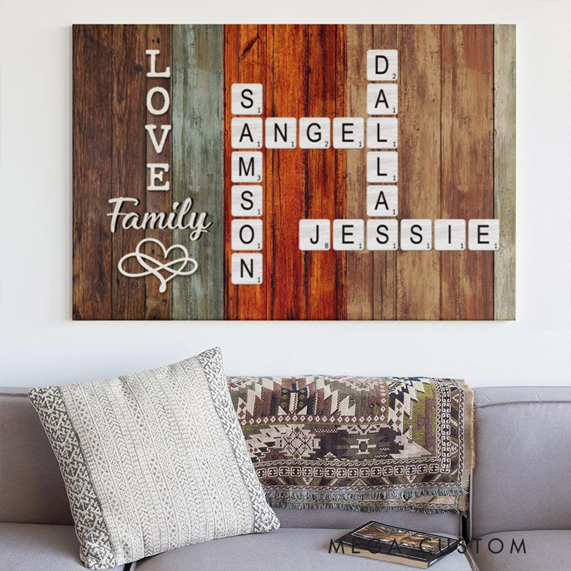  Personalized Family Wall Art Custom Family Name Crossword Canvas  Unique Name Sign Home Decor Gift Family Gift