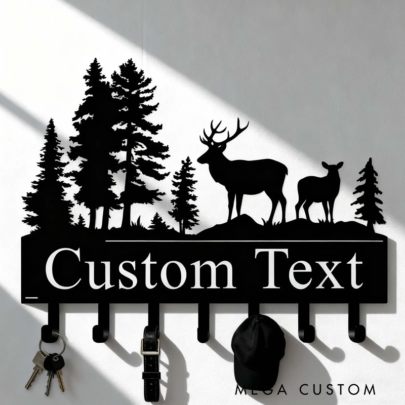 Personalized Custom Metal Bear Family Key Holder Cabin Decor Forest Wall Decor Outdoor Adventure Lover