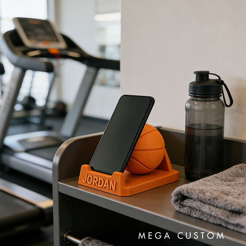 Personalized 3D Printed Basketball Phone Stand with Custom Name for Players and Enthusiasts