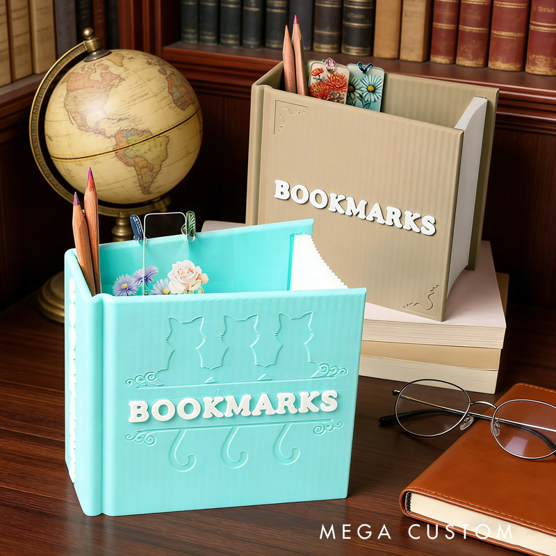 Personalized 3D Printed Book Shaped Pencil Bookmark Holder Bookshelf Decoration Birthday Gift for Bookworms Book Lovers