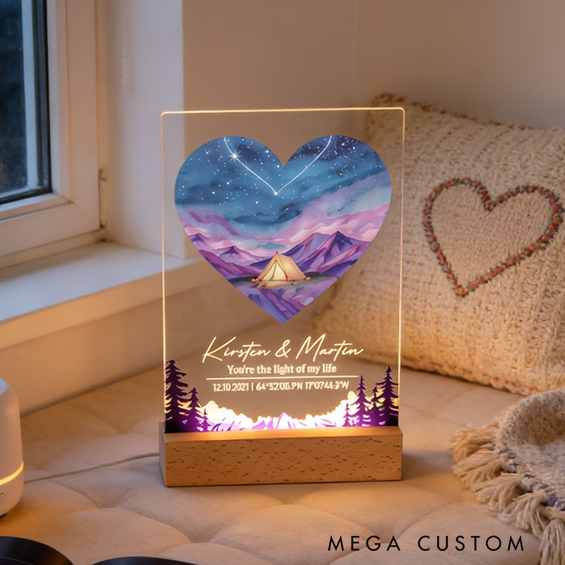 Personalized Romantic Camping LED Night Light Outdoor Adventure Lover Night Light Valentine's Day Gift for Couple