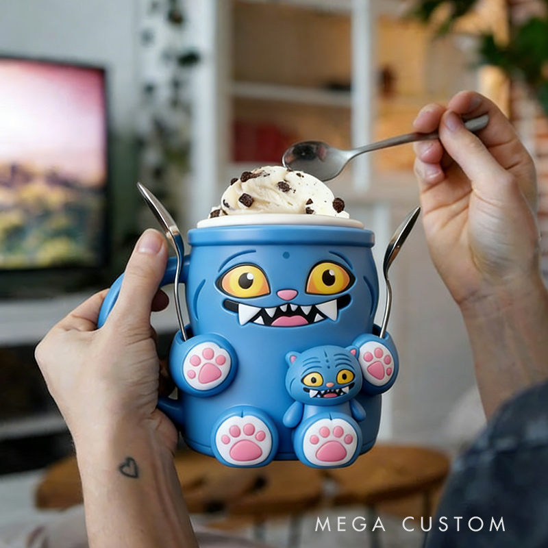 Personalized Ice Cream Cozy Pint Holder 3D Printed with Spoon Slots & Snack Drawer for Mom Kids Ice Cream Lover