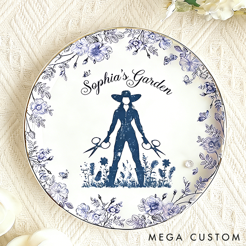 Personalized Crazy Plant Lady Rectangle Chinoiserie Toile De Jouy Style Round Ring Dishes