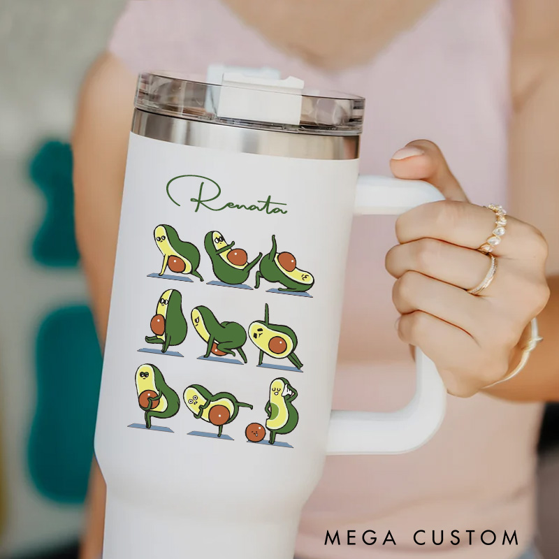 Personalized Avocado Yoga Tumbler Custom Sports Yoga Humor Tumbler Retreat Yoga Teacher Gift for Her Women