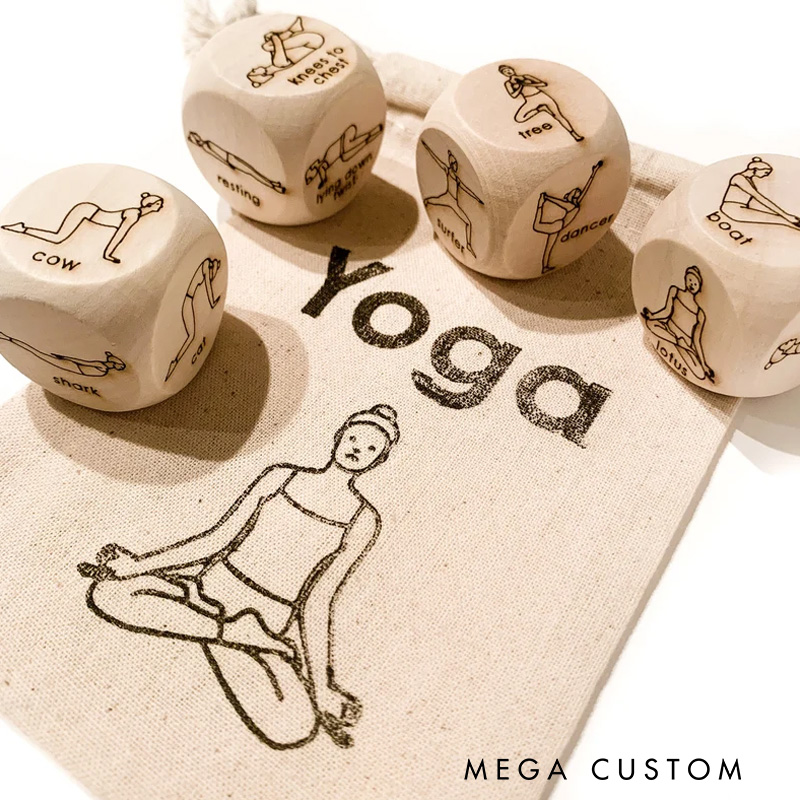 Personalized Yoga Game Yoga Dice Wood Game Children's Yoga Poses Yoga Meditation for Children Gift for Her Women