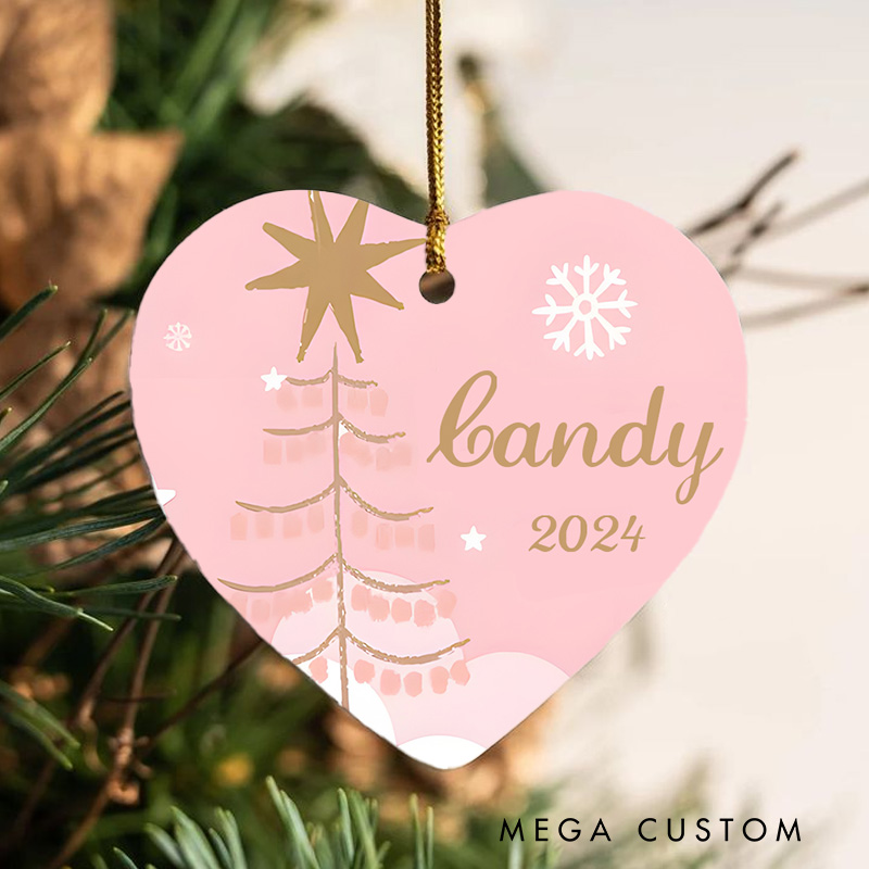Personalized Pink Christmas Tree Ornament Featuring Elegant Holiday Accents Christmas Ornament