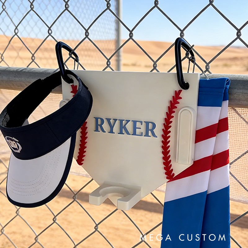 Personalized 3D-Printed Baseball Dugout Organizer for Helmets, Gloves, and Bats with Custom Name for Baseball Players