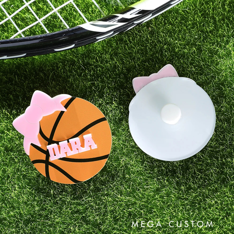 Personalized Sports Ball Bow Design Bag Charm with Name Accessories for Bag Birthday Gift for Sports Lovers