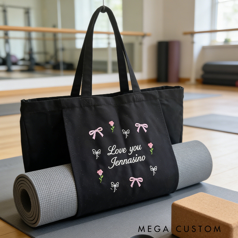 Personalised Yoga Bag Gym Bag Custom Canvas Pilates Bag Yoga with Name Lover Gift for Her