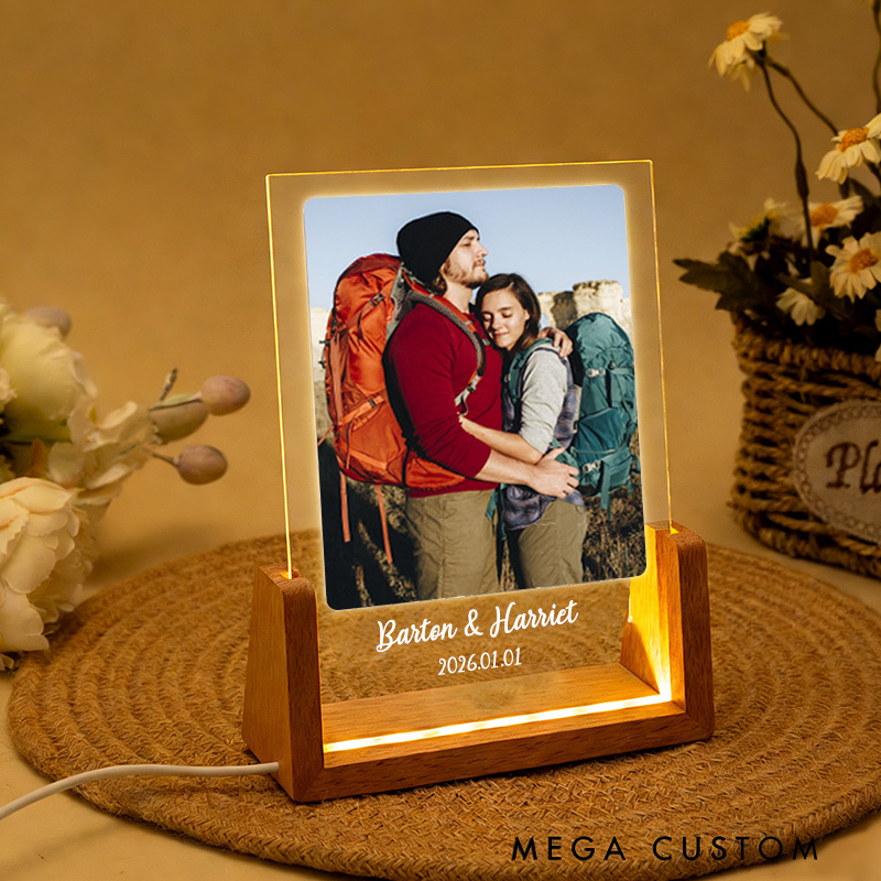 Personalized Photo Collage Night Light Custom Acrylic Lamp Gifts for Outdoor Adventure Couples
