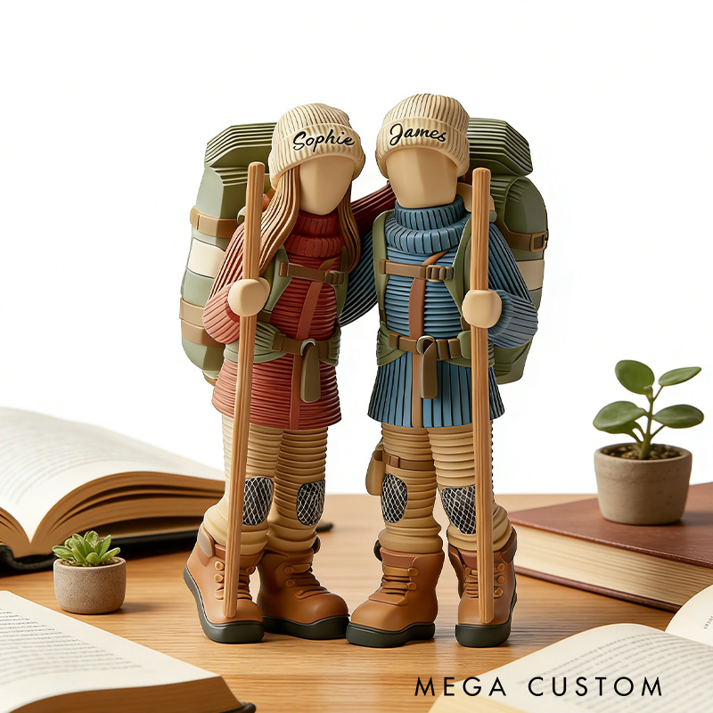 Personalized 3D Printing Hiking Acrylic Ornament Custom Couple Hiking Camping Lover Gift