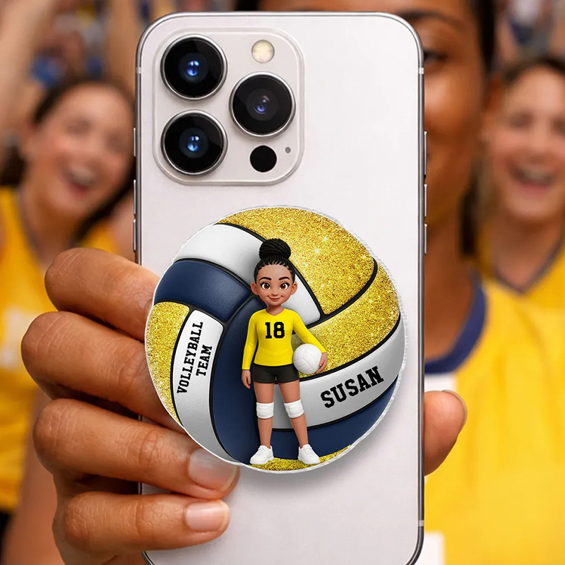 Personalized Volleyball Boy & Girl 3D Effect Magnetic Phone Grip with Custom Name and Player Design Gift for Teen Girl, Teen Boy, Girlfriend 
