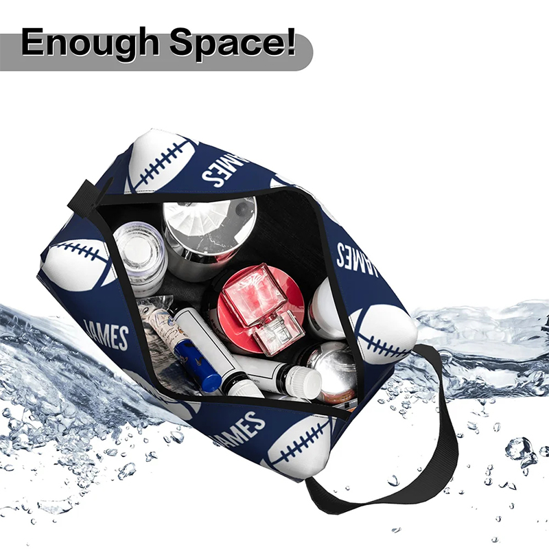 Personalized Sports Themed Toiletry Bag with Custom Name Football, Tennis, Soccer for Sports and Travel Enthusiasts