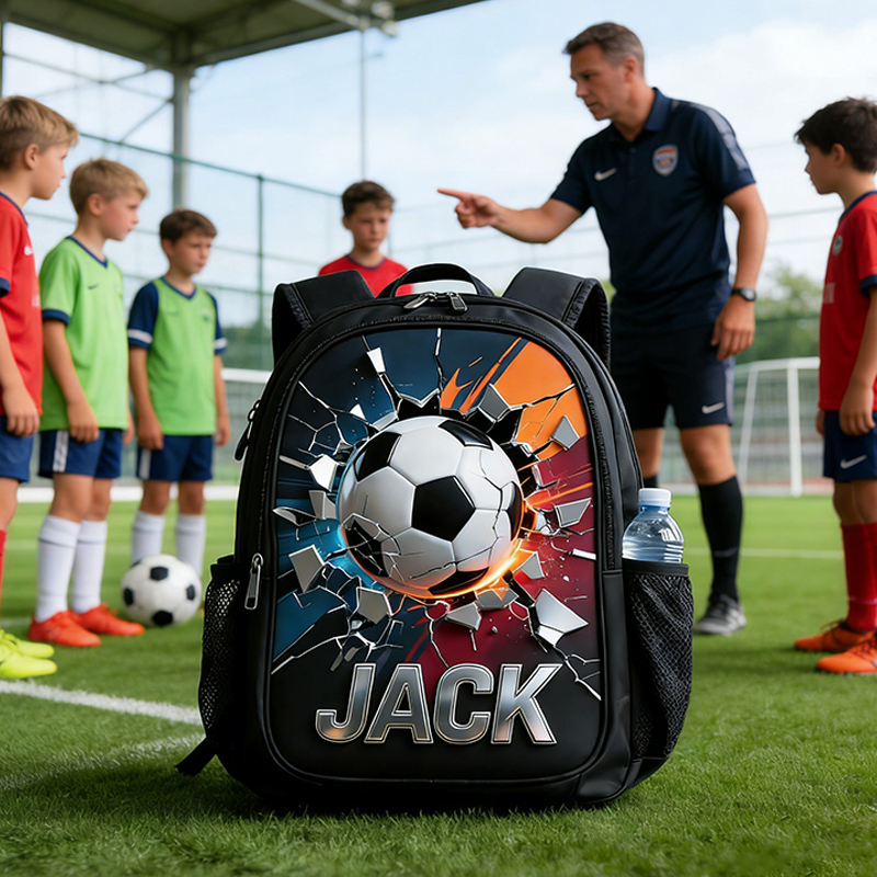 Personalized Soccer Explosion Backpack with Custom Name for Soccer Enthusiasts 