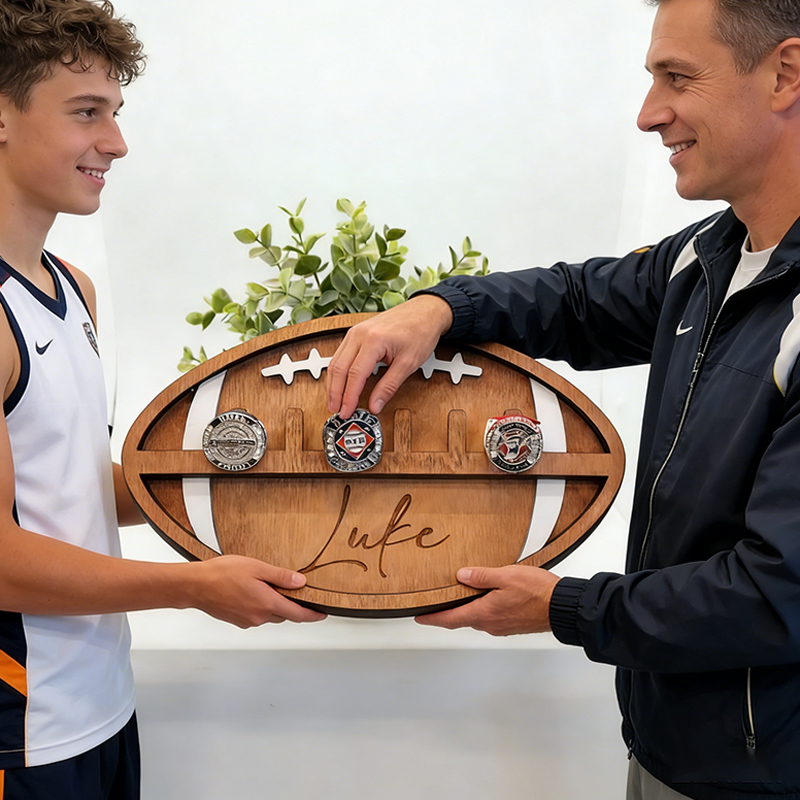 Personalized Football Ring Display Holder with Custom Name for Football Stars