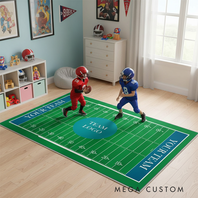 Personalized American Football Rink Rug Custom Team Logo or Name Fun Play Mat for Kids to Inspire Creativity and Active Play  Gift For American Football Lovers