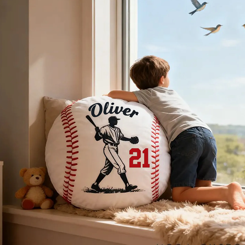 Personalized Baseball Pillow with Custom Name and Player Graphic Gift for kids or Teammates