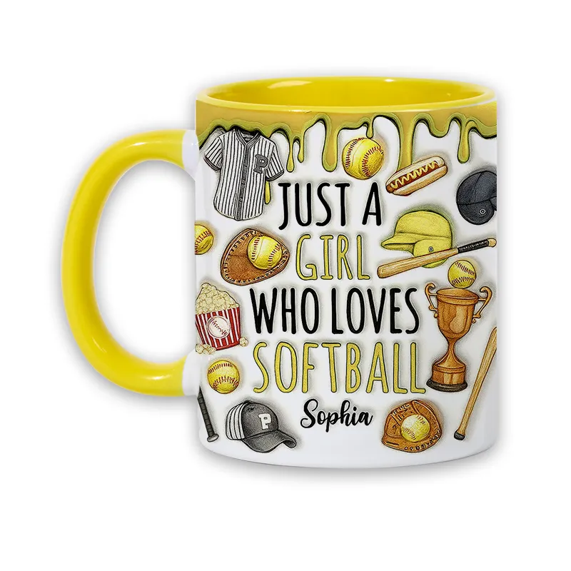 Personalized Softball Mug with Custom Name and Sports Graphics  