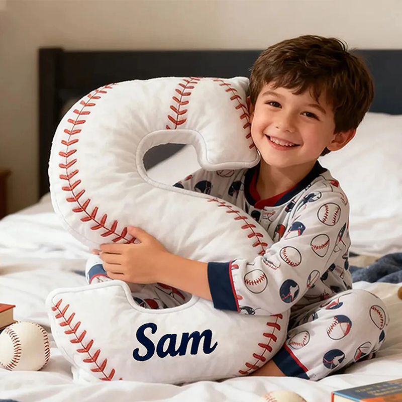Personalized Baseball Letter Pillow with Custom Name for Sports Fans