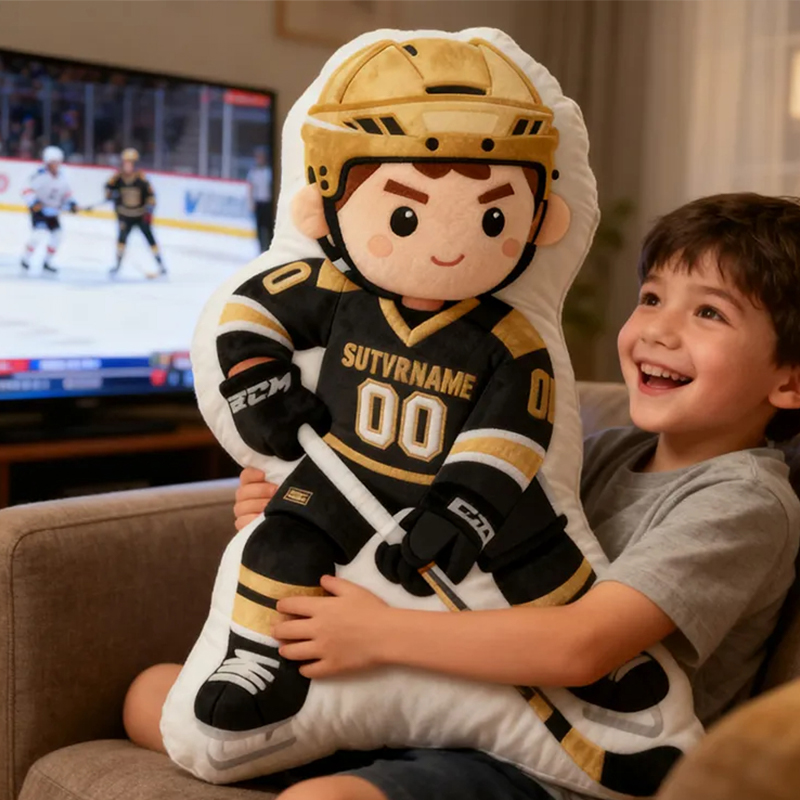 Personalized Ice Hockey Player Pillow with Custom Name and Number Perfect Gift for Hockey Enthusiasts