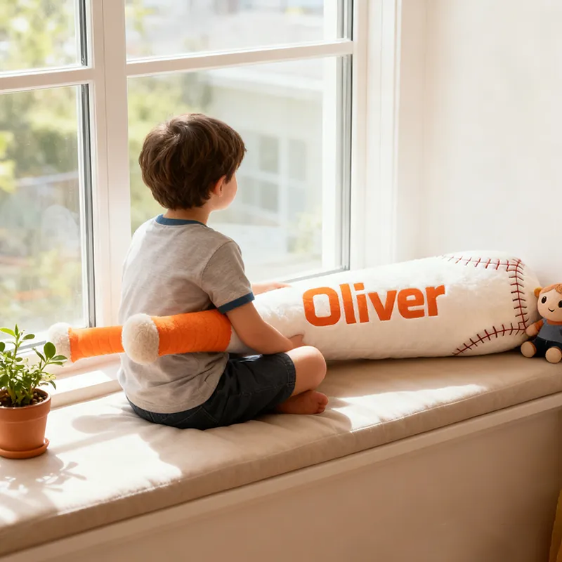 Personalized Baseball Bat Shaped Pillow with Custom Name for Kids